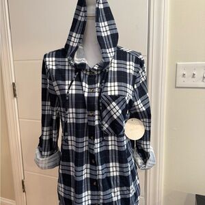 Eden & Olivia Navy and White Plaid Shirt